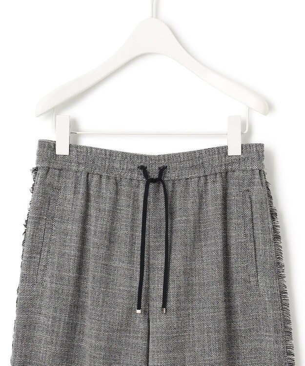 ICB 【洗える】 ライトスラブツイード ワイドパンツ ブラック×オフホワイト系