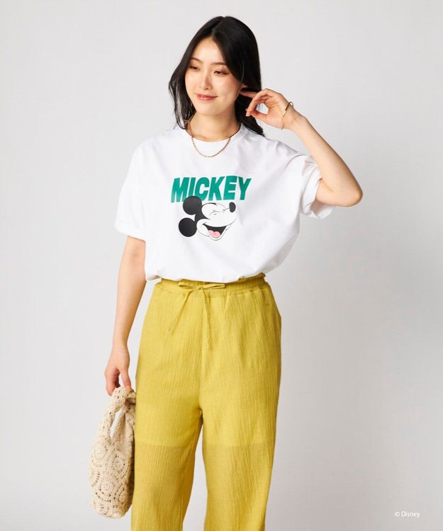 OP／FILA 【Ocean Pacific】ミッキー/水陸両用オーバーサイズTシャツ/レディース ホワイト