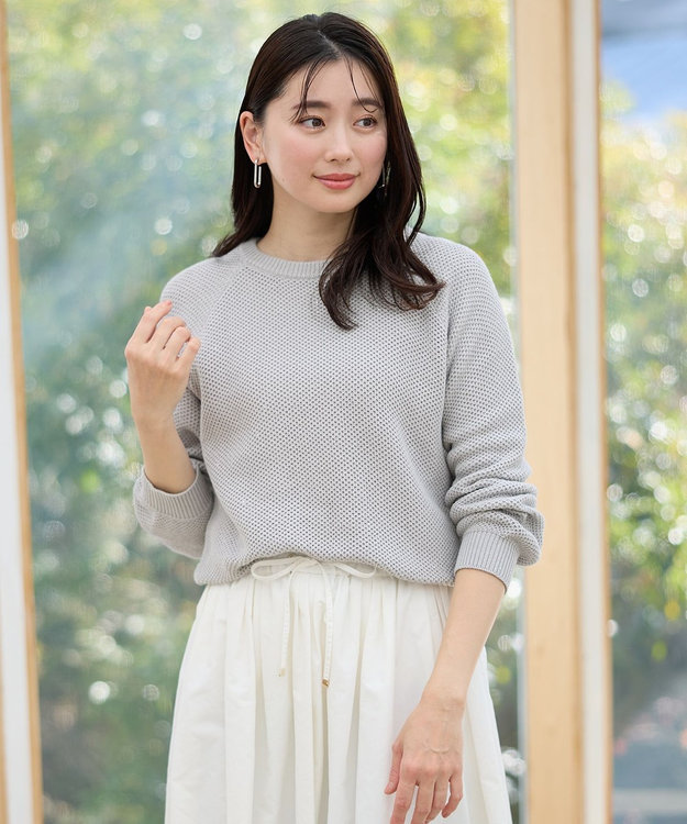 ANY 【手洗い可/UVカット】シャイニーコットンニット グレー