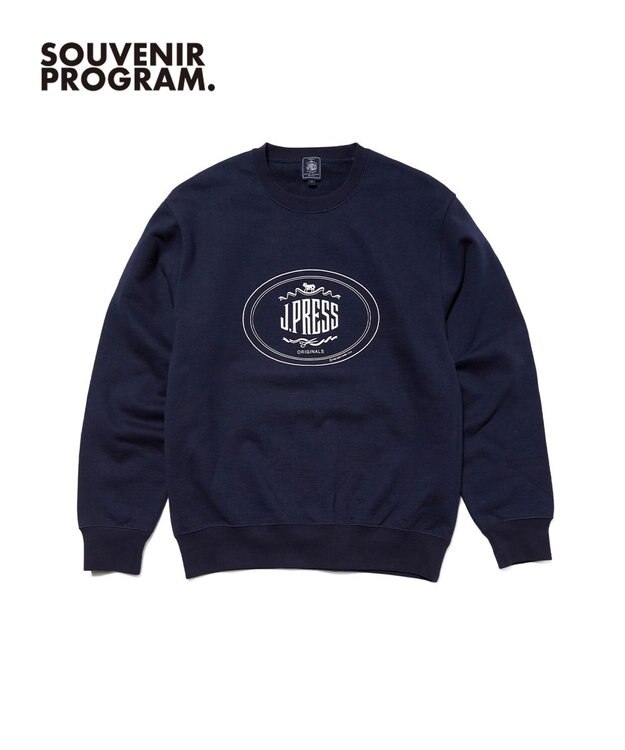 J.PRESS MEN 【J.PRESS ORIGINALS】【UNISEX】Supima Recycle French Terry Orval Logo Sweat Shirt ネイビー系