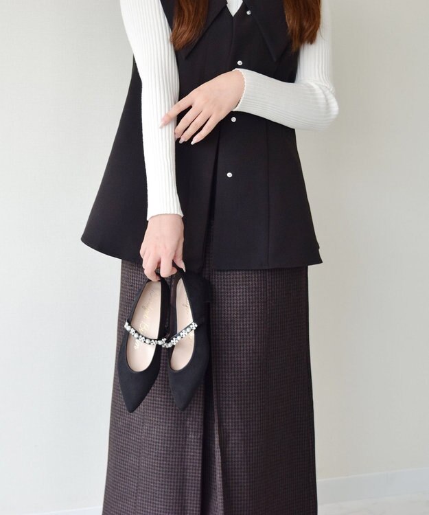 Bridget Birkin ＜抗菌消臭＞【Bridget Birkin】キラキラストラップポインテッドパンプス ブラックスウェード