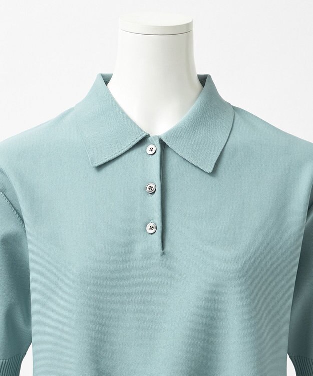 23区 S 【R(アール)】フォルムニット ペプラム ポロシャツ ブルーグレー系