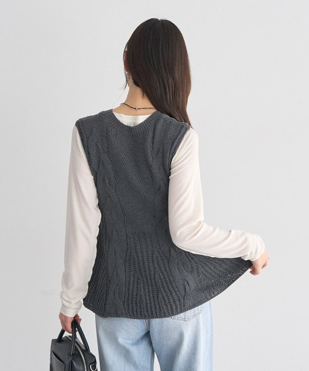 earth music&ecology フレアニットベスト Dark Gray