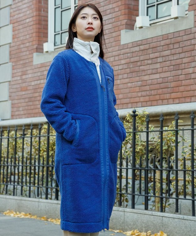 SHARE PARK LADIES 【LADIES】ボアフリースロングカーディガン ブルー