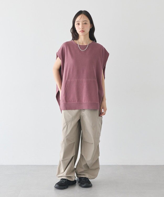 earth music&ecology ピグメントカンガルーポケットプルオーバー Bordeaux