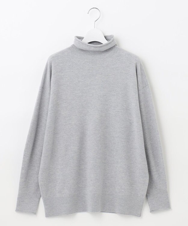 自由区 【洗える】ソフトウールハイゲージ ハイネックニット ライトグレー系