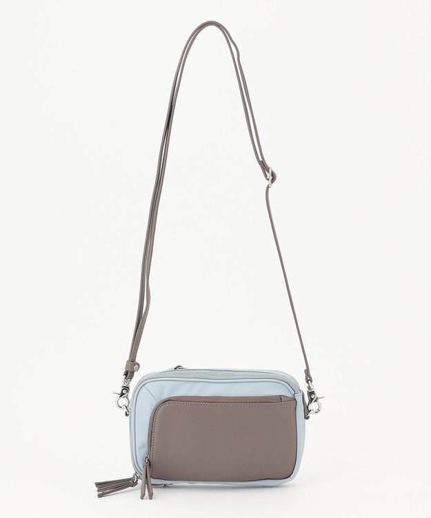 Y'SACCS ナイロン×リサイクルレザー　コンビマルチポシェット ライトブルー