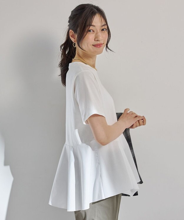 ANY L 【洗濯機可】コンビネーションイレヘムカットソー オフホワイト