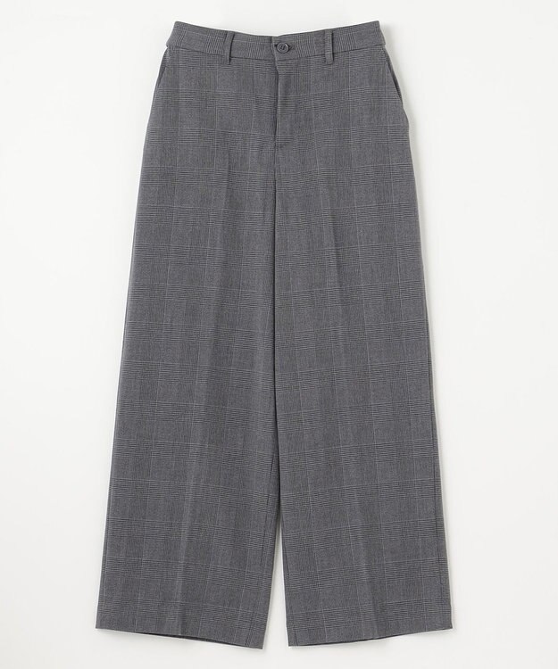 ANY L 【ウエストゴム/リントラク加工/裏起毛/ストレッチ】シークレットウォーム　ワイドパンツ チャコールチェック