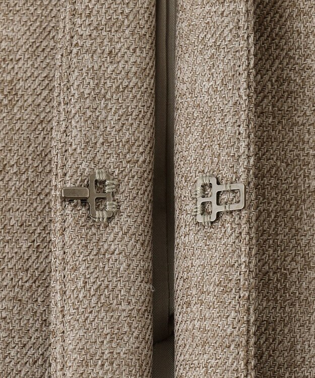 23区 L 【洗える】ウールライクカルゼ ノーカラー ジャケット ダークブラウン系