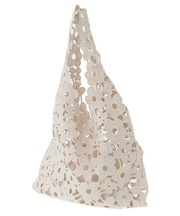 Green Parks ・ｃａｃｈｅ　ｃａｃｈｅ　フラワーレーストートバッグ Ivory