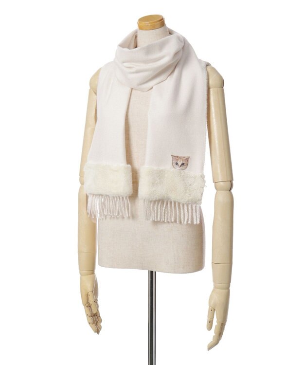 MOONBAT PAUL & JOE ACCESSOIRES ヌネットワッペン×ファームースタッチマフラー（パッケージ入り） オフホワイト