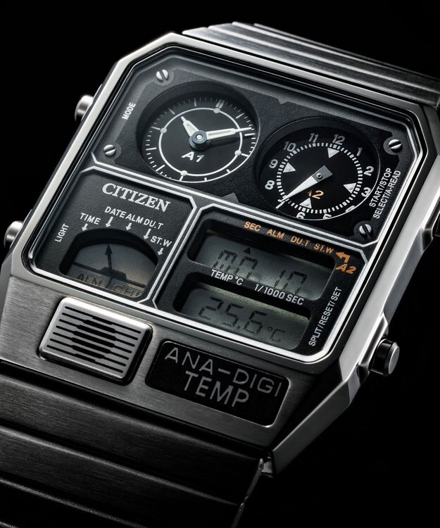 CITIZEN 【特定店取扱いモデル】レコードレーベル 1980年代に一世を風靡したアナデジテンプ シルバー