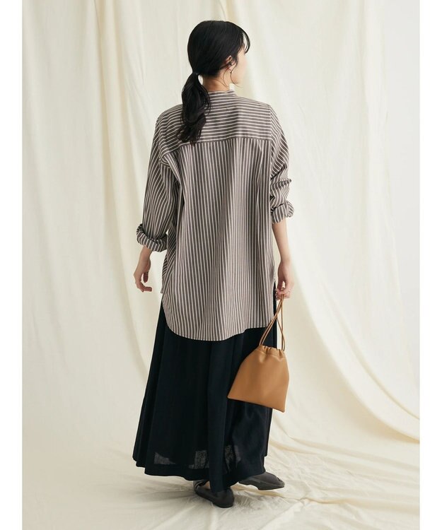 CRAFT STANDARD BOUTIQUE バンドカラーシャツ Stripe Brown