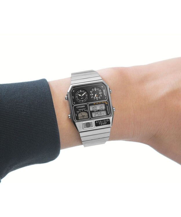 CITIZEN 【特定店取扱いモデル】レコードレーベル 1980年代に一世を風靡したアナデジテンプ シルバー