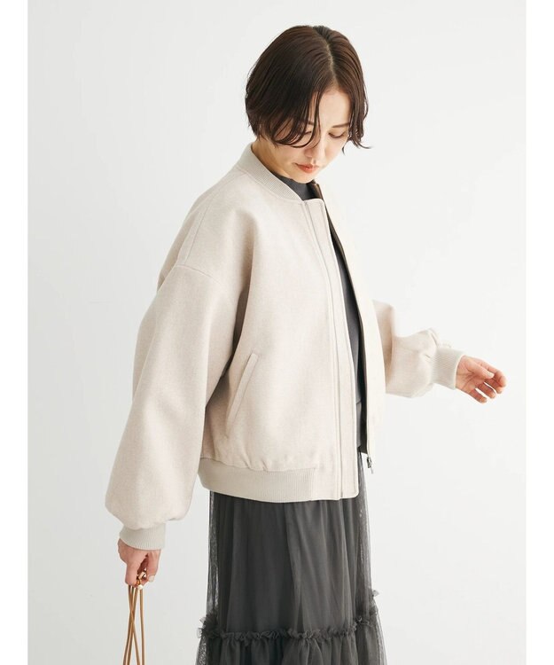 Green Parks ・ＥＬＥＮＣＡＲＥ　ＤＵＥ　ウールライクブルゾン Ivory