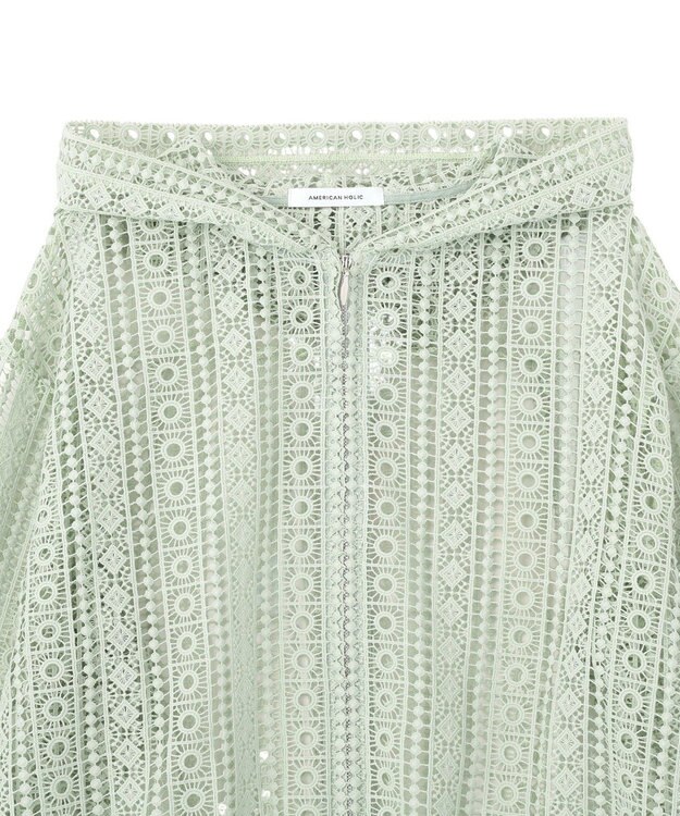AMERICAN HOLIC 【先行予約】幾何学レースフードシャツ Light Green