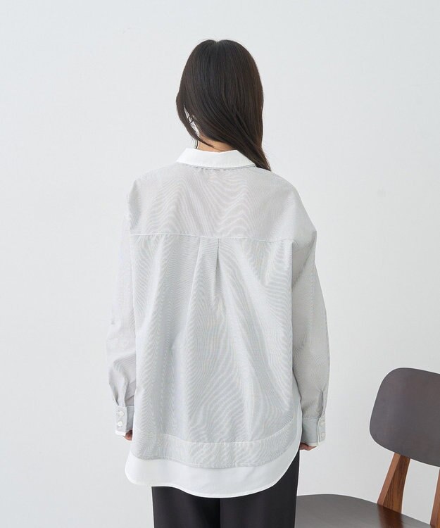 earth music&ecology レイヤードストライプシャツ Off White