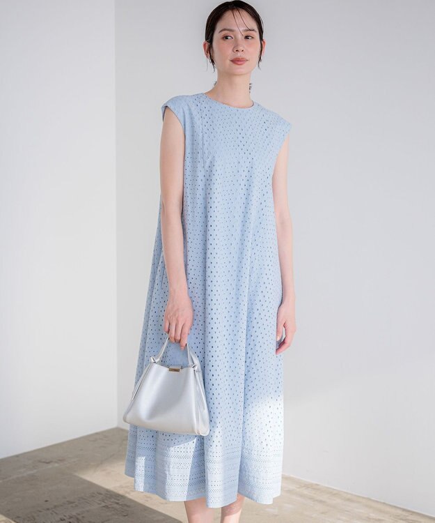 組曲 【先行予約】エンブロイダリーレース ワンピース クラウディブルー系