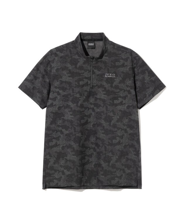 ZERO HALLIBURTON クールドッツ カモ柄モックネックTシャツ ZHG-M6S6b 85192 ブラック