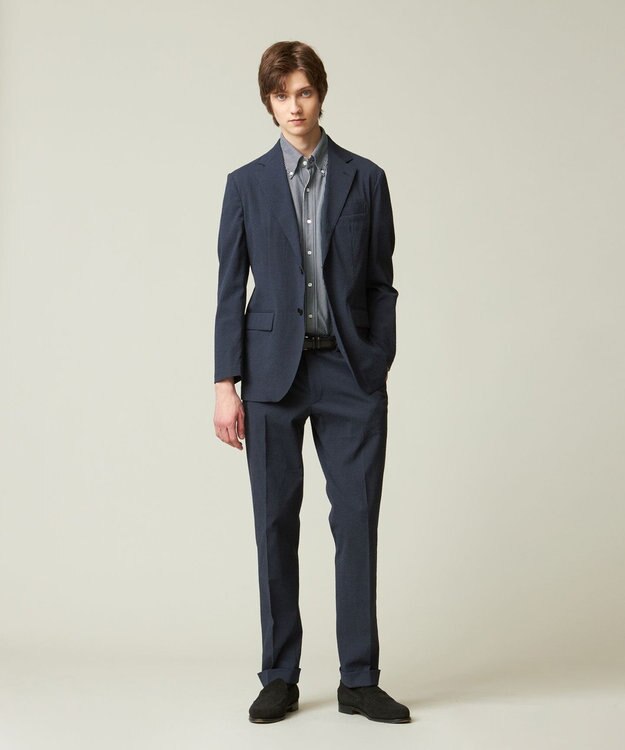 J.PRESS MEN 【夏に嬉しい高機能】カノコインレイ マイクロストライプパッチポケット シャツ/B.D. ネイビー系1