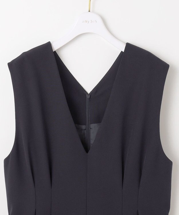 ANY SIS L 【優木まおみさんコラボ】秒映えセレモニー ブラウス × ジャンパースカート オフ×ネイビー