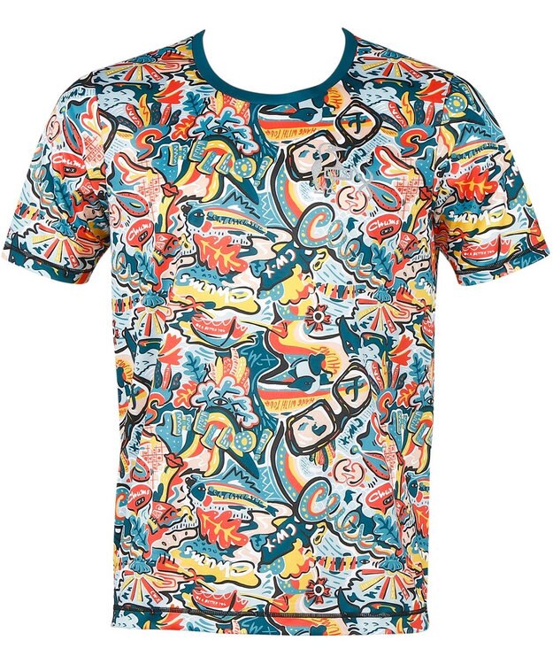 CW-X 【MEN】 CW-X 【CHUMS (チャムス)コラボ】 メンズトップス 薄軽ランニングシャツ 吸汗速乾(本体) UVカット率90％以上(本体) 3分袖 半袖 メンズ LNO510 /ワコール ターコイズ