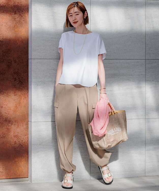 23区 【Oggi4月号掲載/洗える】シルキーストレッチ パラシュートパンツ ブラウン系