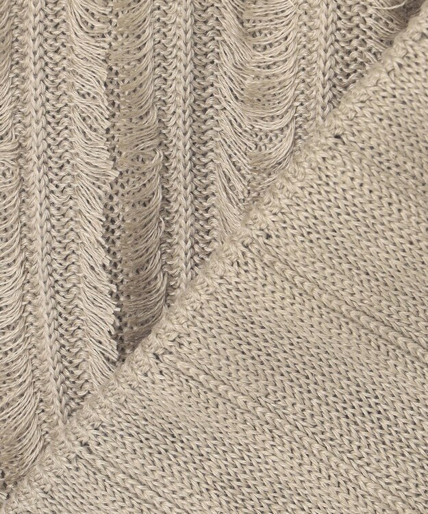 自由区 【XSサイズ～】リネンフリンジディテールフレンチスリーブ ニット ベージュ系