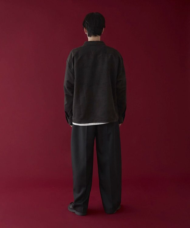 WEGO フェイクスウェードハーフZIPシャツ（LS） ブラック中濃色