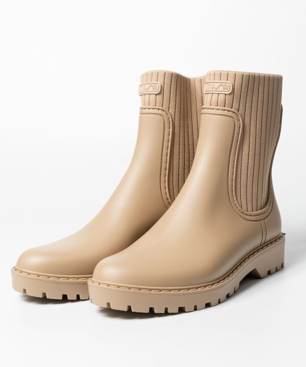 BONTRE 【UNISA/ウニサ】サイドゴアショートレインブーツ ベージュ