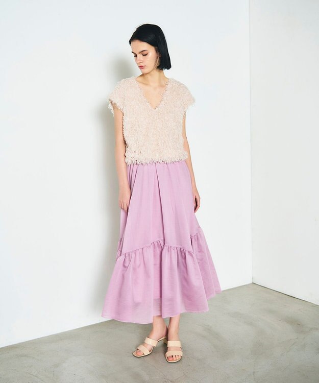 GRACE CONTINENTAL ティアードボリュームスカート ピンク