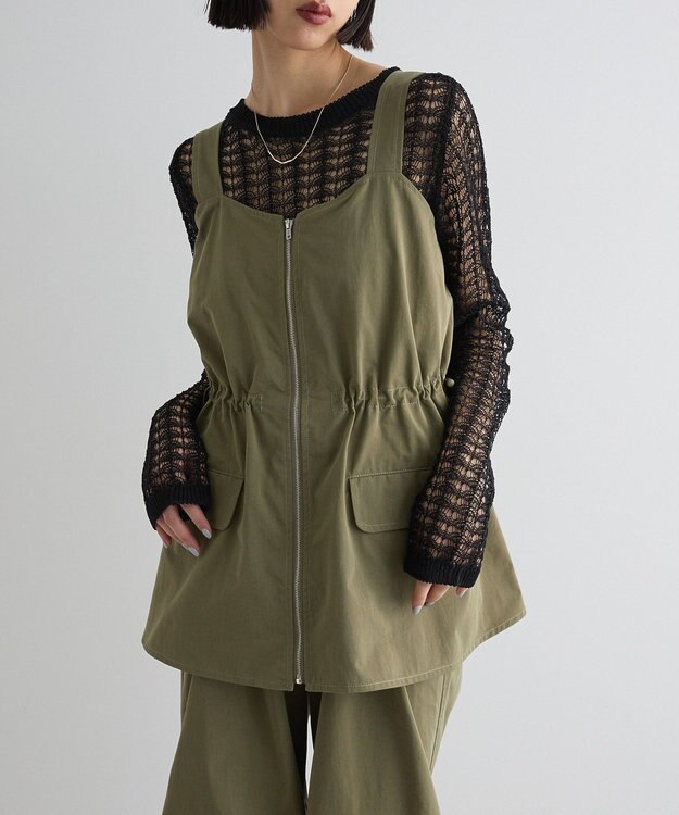 Green Parks ウ゛ィンテージペプラムオールインワン Khaki