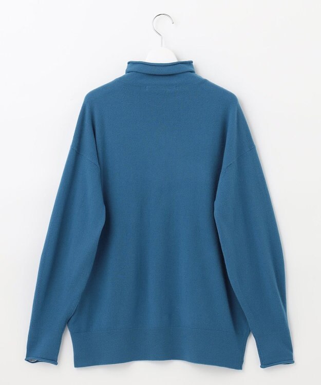 自由区 【洗える】ソフトウールハイゲージ ハイネックニット ブルー系