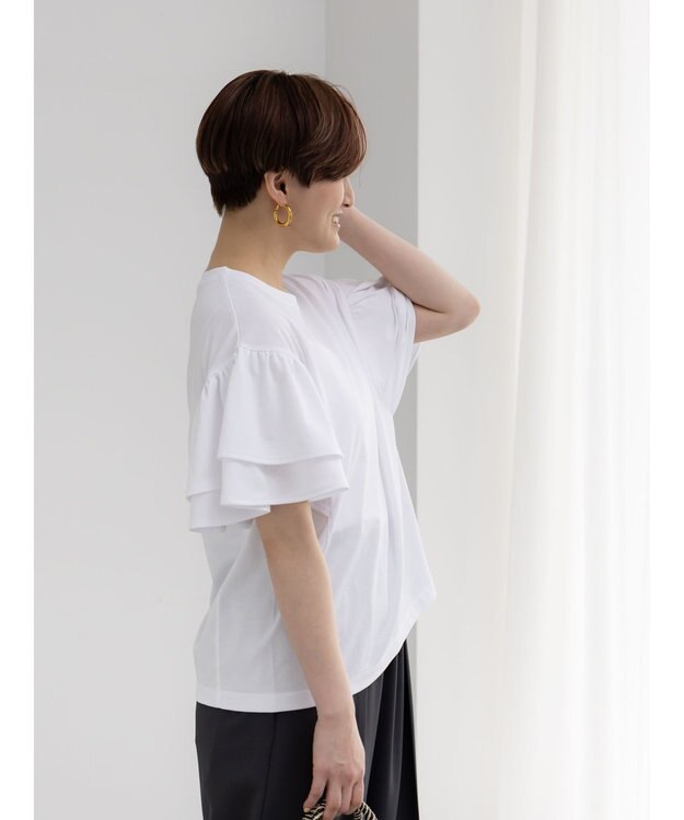 Te chichi 【接触冷感/遮熱/吸水速乾】フリルスリーブビッグTシャツ オフホワイト