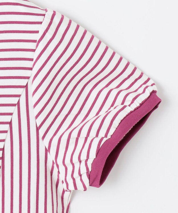 組曲 KIDS 【150-160㎝】マリンボーダー ワンピース ラズベリー