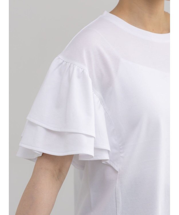 Te chichi 【接触冷感/遮熱/吸水速乾】フリルスリーブビッグTシャツ オフホワイト