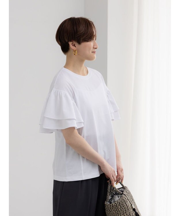 Te chichi 【接触冷感/遮熱/吸水速乾】フリルスリーブビッグTシャツ オフホワイト