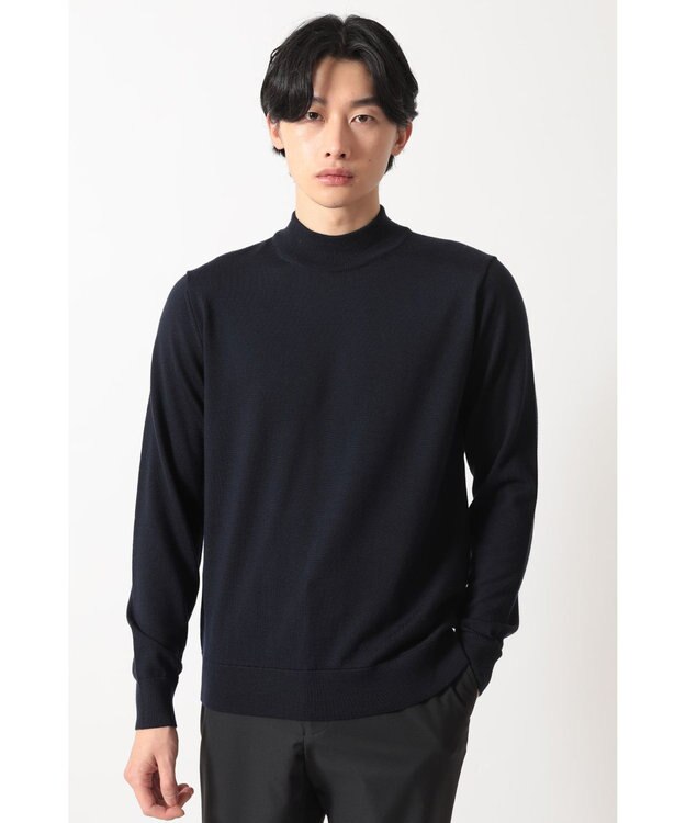 DAKS モックネック ニットプルオーバー ネイビー