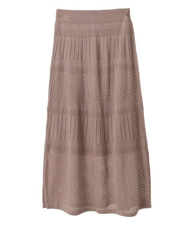 earth music&ecology ＳＥＴ２点レース編みペプラムカーデ＋スカート Pink Beige