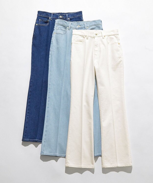 ANY SIS L 【美Denimシリーズ】センタープレスセミフレア デニム オフ