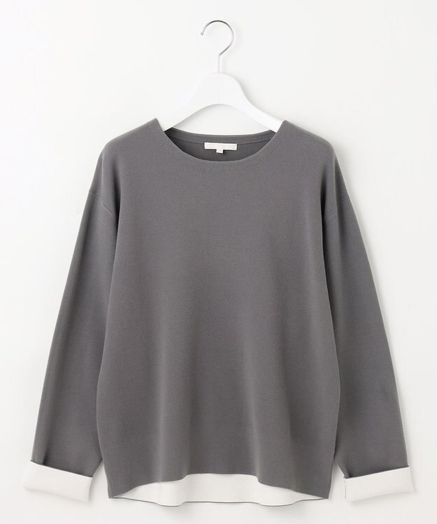 自由区 L 【カタログ掲載】レーヨンストレッチベーシックシルエット ニット グレー