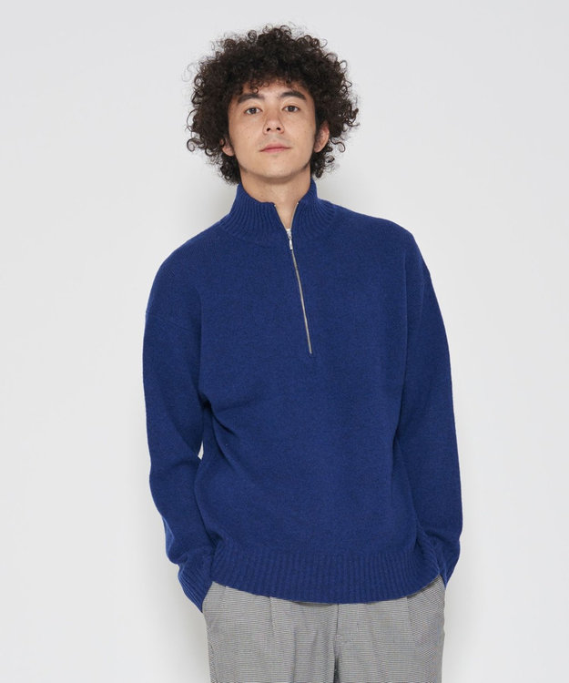 J.PRESS YORK STREET 【UNISEX】タートルハーフジップ ニット ダルブルー系