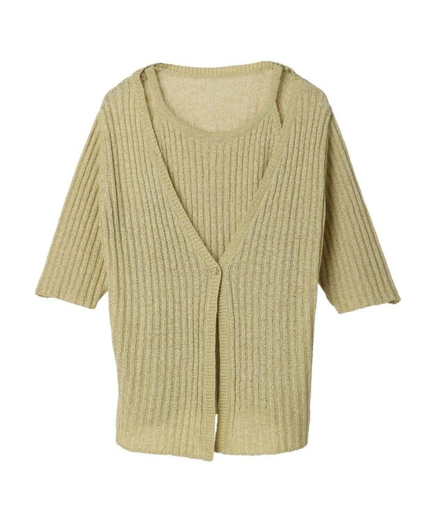 Green Parks テープヤーンドッキングニットプルオーバー Light Green