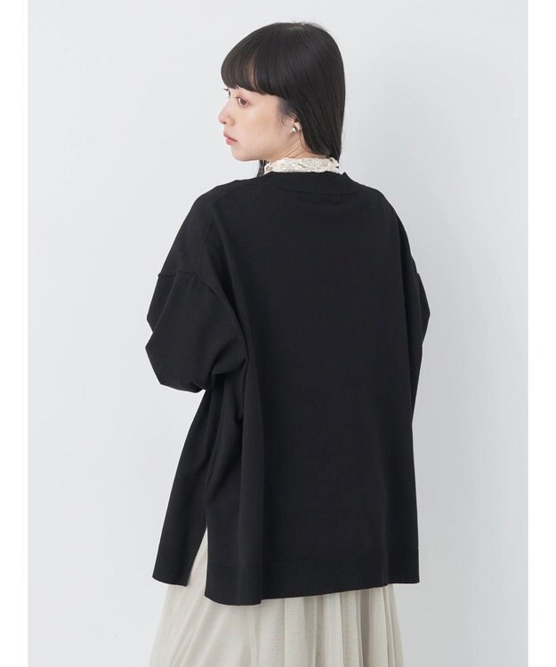 earth music&ecology サイドスリットルーズＶネックカーディガン Black