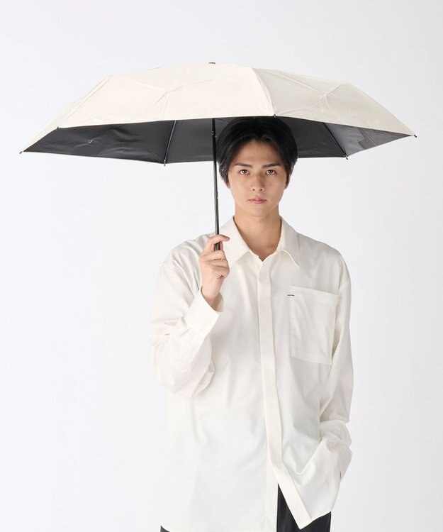 MOONBAT 【遮光100％/３秒で折りたためる日傘】晴雨兼用 折りたたみ傘 ウラワザ オフホワイト