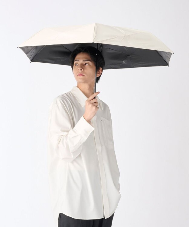 MOONBAT 【遮光100％/３秒で折りたためる日傘】晴雨兼用 折りたたみ傘 ウラワザ オフホワイト