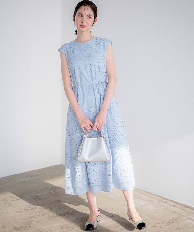 組曲 【先行予約】エンブロイダリーレース ワンピース クラウディブルー系