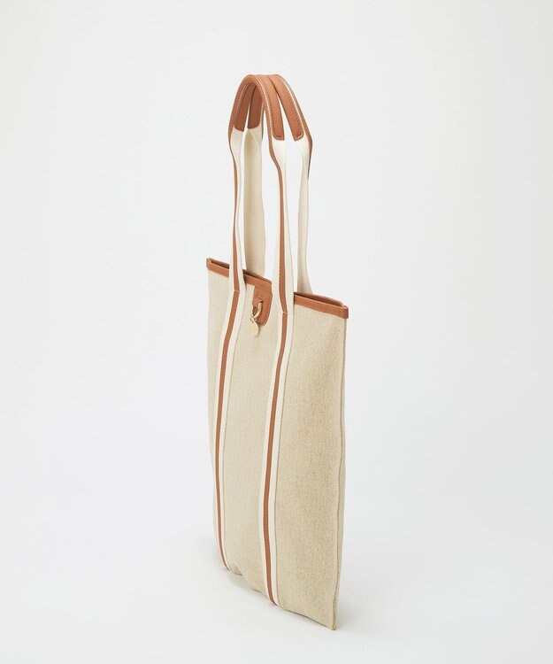 TOPKAPI 【TREASURE TOPKAPI】レザーコンビ ストライプハンドル スリム トートバッグ　A4 / 軽量 キャメル