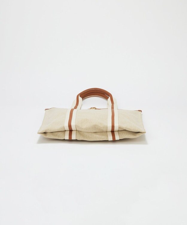 TOPKAPI 【TREASURE TOPKAPI】レザーコンビ ストライプハンドル スリム トートバッグ　A4 / 軽量 キャメル